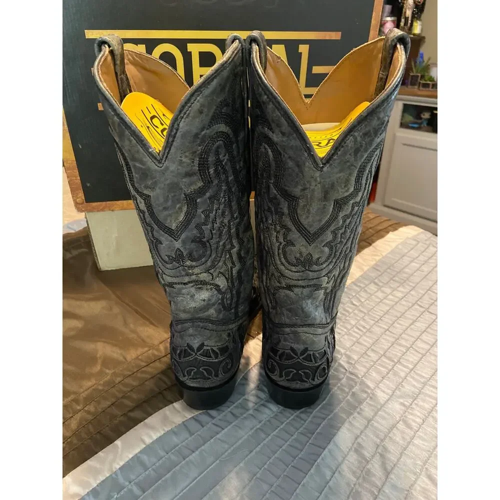 Corral Men's cowboy MN Black Alligator inlay & embroidery boots size 10